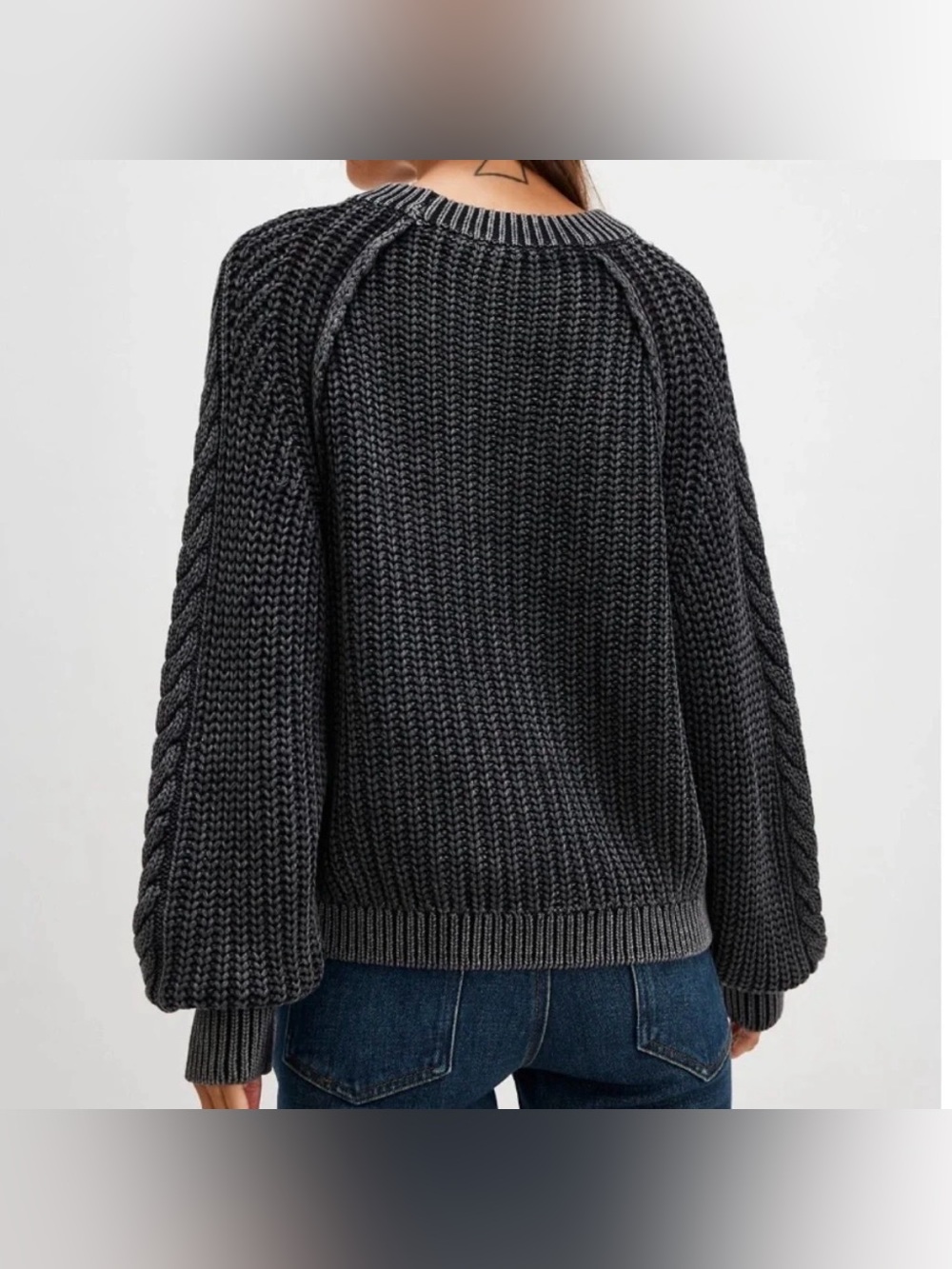 Free People Frankie Cable Knit Cotton Sweater Chunky Crewneck Size Small - Picture 2 of 10